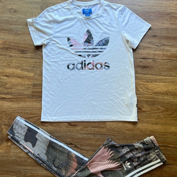 Adidas Asian Arena Kimono Track Tee + Leggings Set Crane Rare HTF XS Rita Ora - Picture 9 of 12